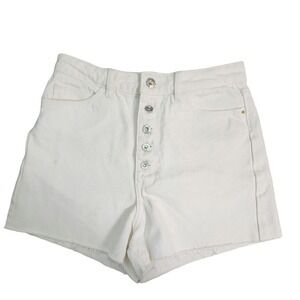 Zara 5-Button Fly High Rise White Shorts Women's 4